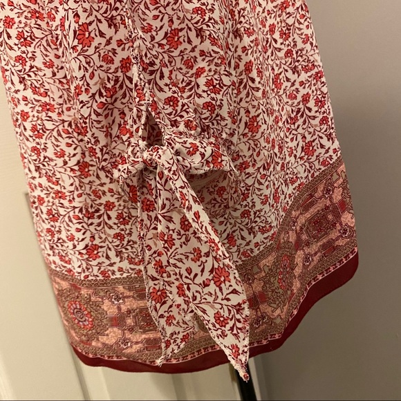 MAX STUDIO Floral/Handkerchief Print Tie Blouse - Picture 8 of 14